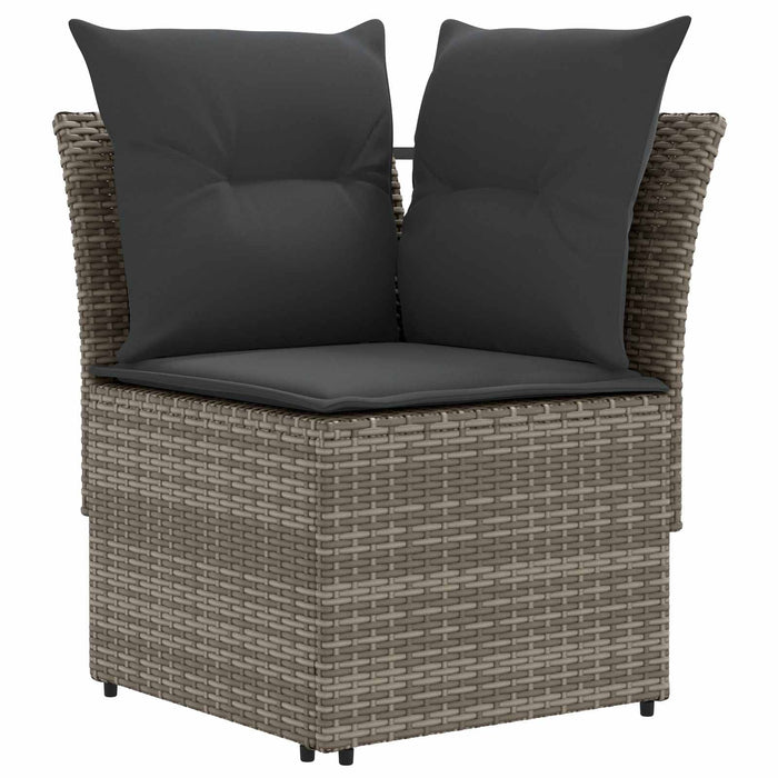 Seturi de mobilier cu pernă 7 pcs Gri și gri închis Ratan PE WALTI