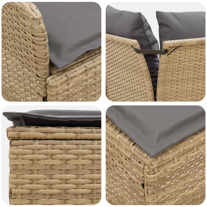 Seturi de mobilier cu pernă 7 pcs Beige și gri deschis Ratan PE WALTI
