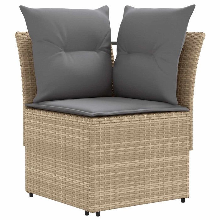 Seturi de mobilier cu pernă 7 pcs Beige și gri deschis Ratan PE WALTI