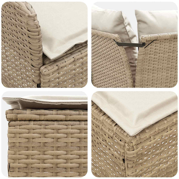 Seturi de mobilier cu pernă 7 pcs Bej și crem Ratan PE WALTI