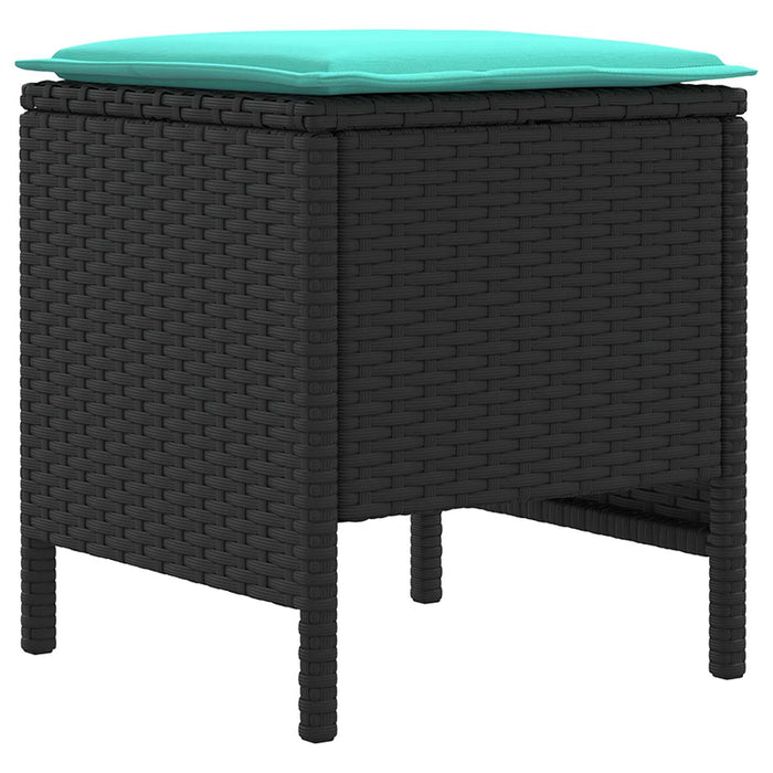 Seturi de mobilier cu pernă 7 pcs Negru și Turcoaz Ratan PE WALTI