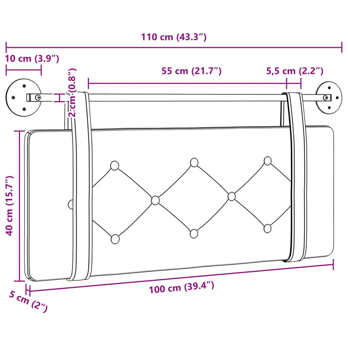Cap de pat suspendat Pe perete Crem 110 x 55 x 5 cm Catifea - WALTI WALTI