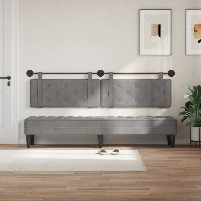 Cap de pat suspendat Gri deschis 210 x 55 x 5 cm Catifea - WALTI WALTI