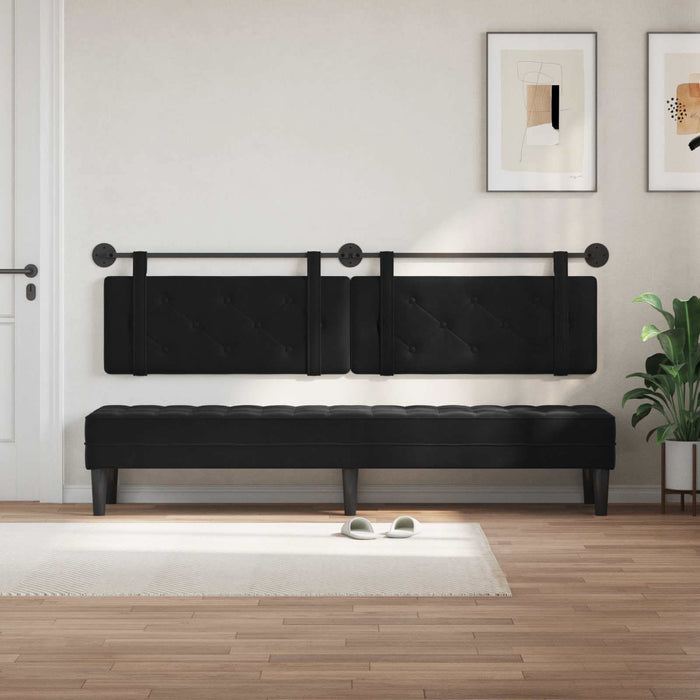 Cap de pat suspendat Pe perete Negru 210 x 55 x 5 cm Catifea - WALTI WALTI