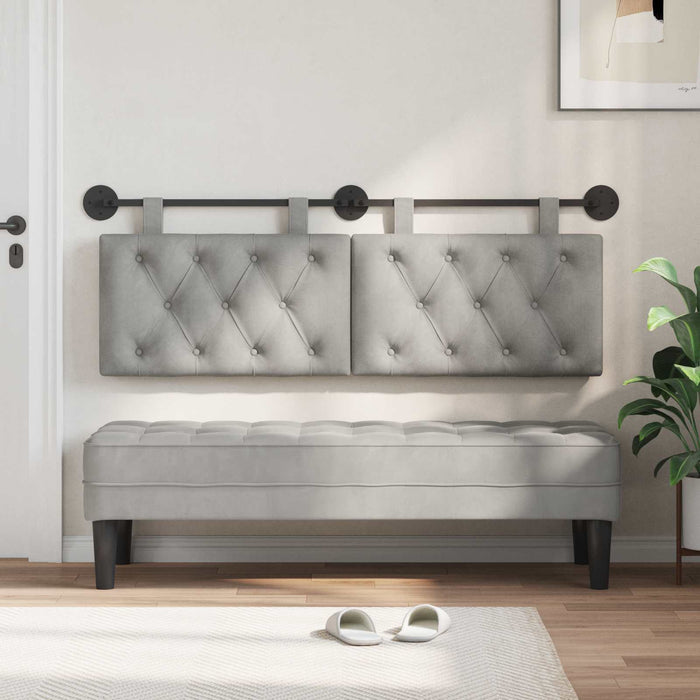 Cap de pat suspendat Gri deschis 130 x 55 x 7 cm Catifea WALTI