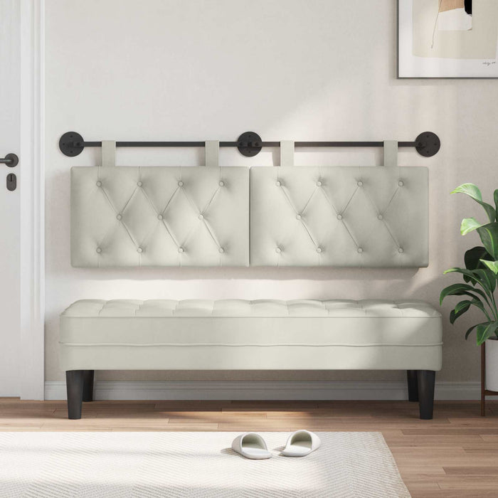 Cap de pat suspendat Pe perete Crem 130 x 55 x 7 cm Catifea WALTI