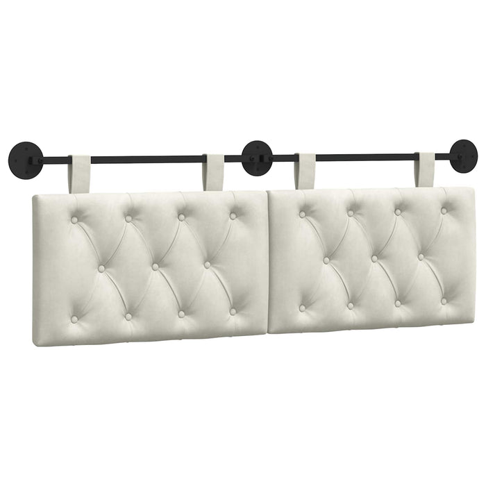 Cap de pat suspendat Pe perete Crem 130 x 55 x 7 cm Catifea WALTI