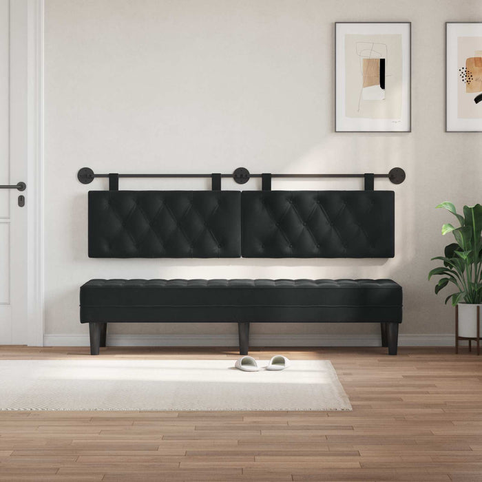 Cap de pat suspendat Pe perete Negru 170 x 55 x 7 cm Catifea WALTI