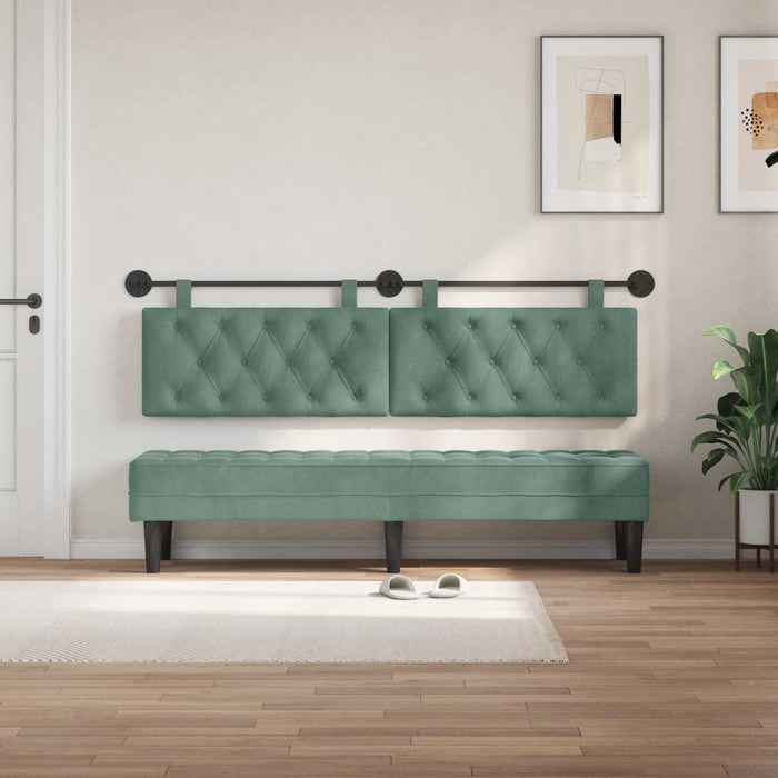Cap de pat suspendat Verde Mării 170 x 55 x 7 cm Catifea WALTI