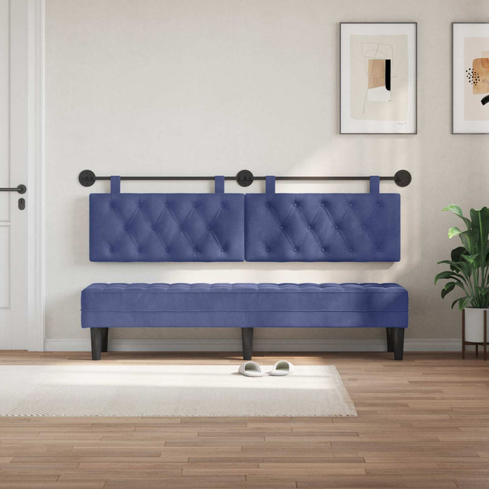 Cap de pat suspendat Albastru Poliție 170 x 55 x 7 cm Catifea WALTI