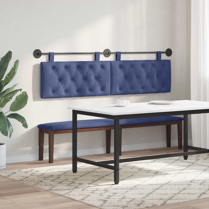 Cap de pat suspendat Albastru Poliție 170 x 55 x 7 cm Catifea WALTI