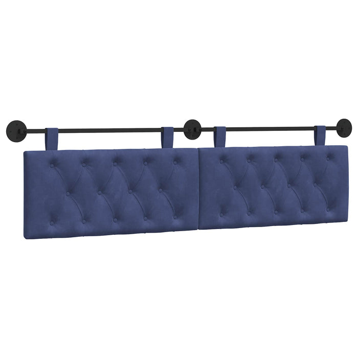 Cap de pat suspendat Albastru Poliție 170 x 55 x 7 cm Catifea WALTI