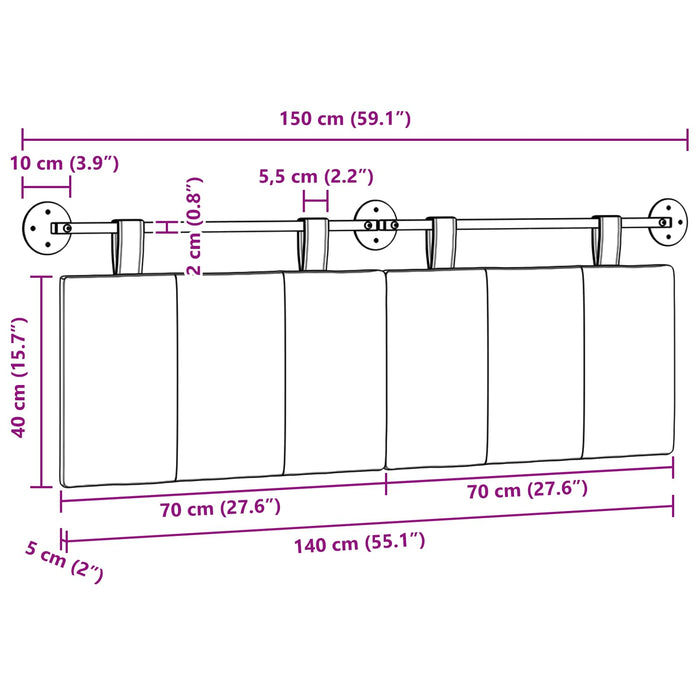 Cap de pat suspendat Albastru Jeans 150 x 55 x 5 cm țesătură - WALTI WALTI