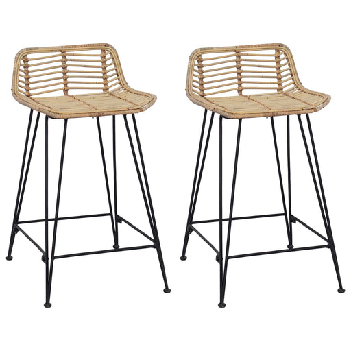 Scaun de bar 2 pcs natural 44 x 45 x 76 cm Rattan și oțel - WALTI WALTI