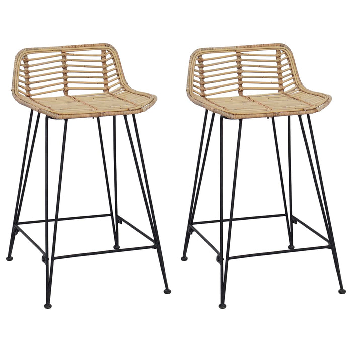 Scaun de bar 2 pcs natural 44 x 45 x 76 cm Rattan și oțel - WALTI WALTI