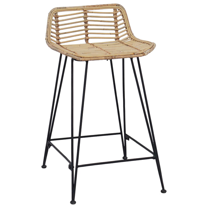Scaun de bar 2 pcs natural 44 x 45 x 76 cm Rattan și oțel - WALTI WALTI