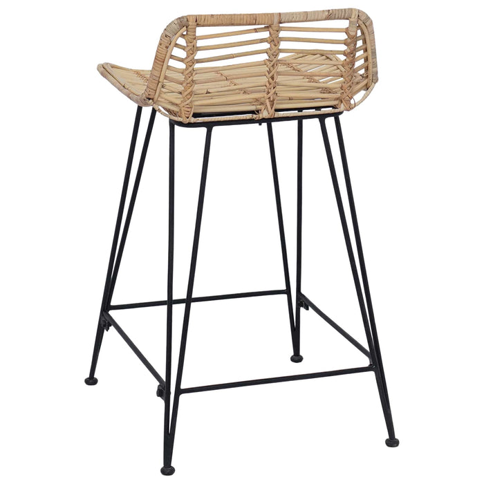 Scaun de bar 2 pcs natural 44 x 45 x 76 cm Rattan și oțel - WALTI WALTI