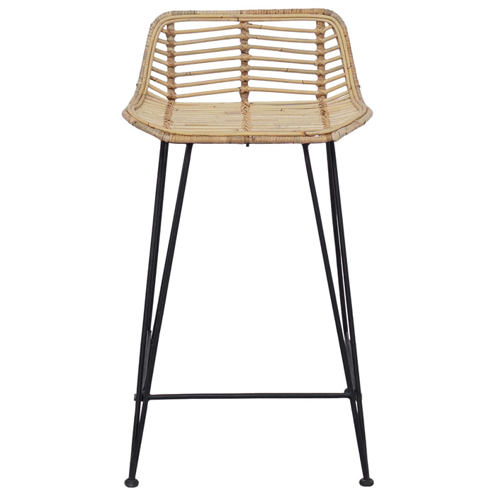 Scaun de bar 2 pcs natural 44 x 45 x 76 cm Rattan și oțel - WALTI WALTI