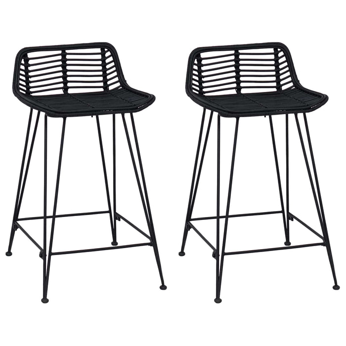 Scaun de bar 2 pcs Negru 44 x 45 x 76 cm Rattan și oțel - WALTI WALTI