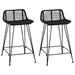 Scaun de bar 2 pcs Negru 44 x 45 x 76 cm Rattan și oțel - WALTI WALTI