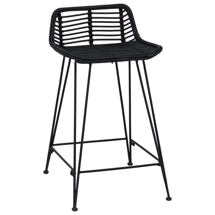 Scaun de bar 2 pcs Negru 44 x 45 x 76 cm Rattan și oțel - WALTI WALTI