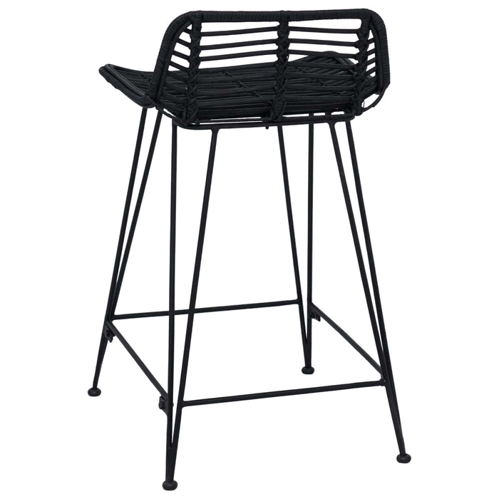 Scaun de bar 2 pcs Negru 44 x 45 x 76 cm Rattan și oțel - WALTI WALTI