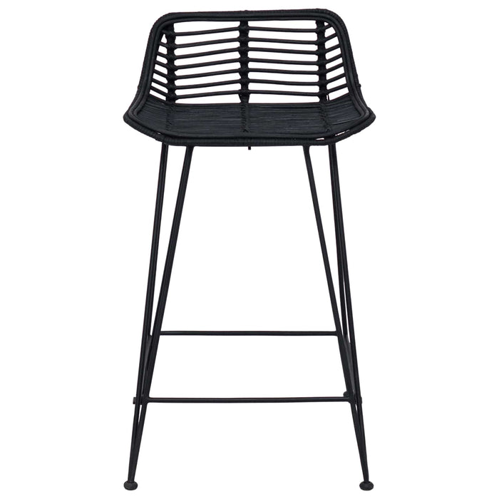 Scaun de bar 2 pcs Negru 44 x 45 x 76 cm Rattan și oțel - WALTI WALTI