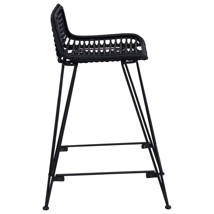 Scaun de bar 2 pcs Negru 44 x 45 x 76 cm Rattan și oțel - WALTI WALTI
