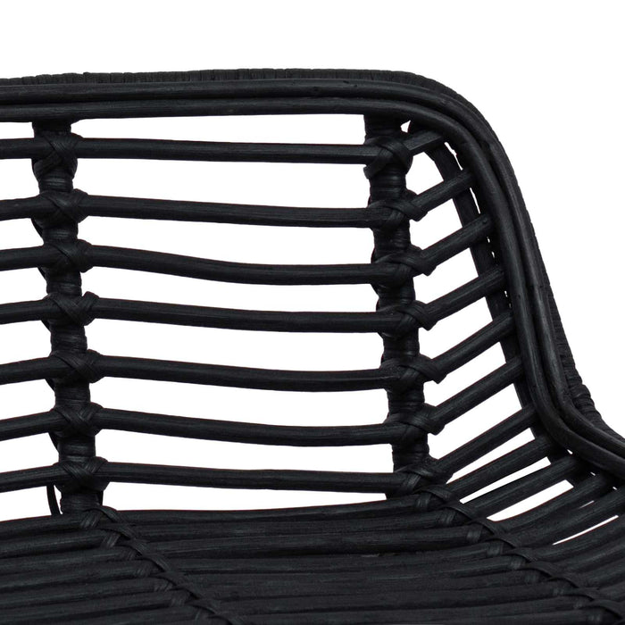 Scaun de bar 2 pcs Negru 44 x 46 x 91 cm Rattan și oțel - WALTI WALTI