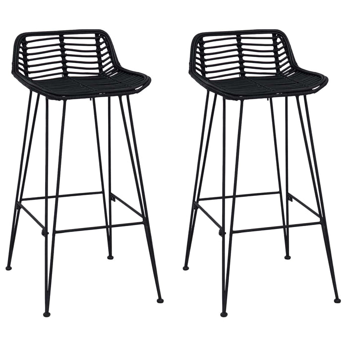 Scaun de bar 2 pcs Negru 44 x 46 x 91 cm Rattan și oțel - WALTI WALTI