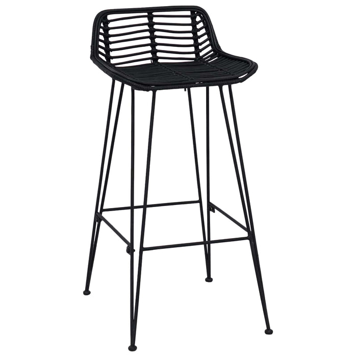 Scaun de bar 2 pcs Negru 44 x 46 x 91 cm Rattan și oțel - WALTI WALTI