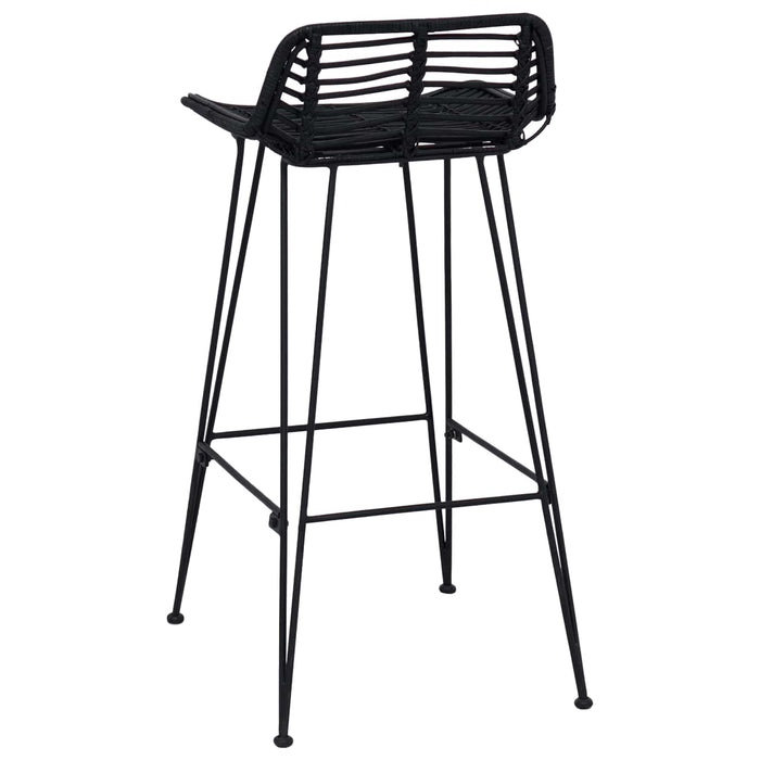 Scaun de bar 2 pcs Negru 44 x 46 x 91 cm Rattan și oțel - WALTI WALTI