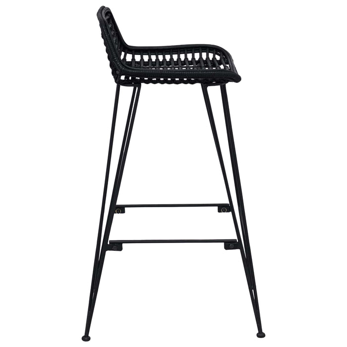 Scaun de bar 2 pcs Negru 44 x 46 x 91 cm Rattan și oțel - WALTI WALTI