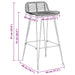 Scaun de bar 2 pcs Negru 44 x 46 x 91 cm Rattan și oțel - WALTI WALTI