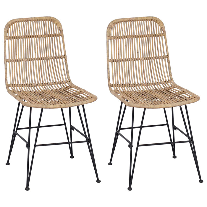 Scaun de dining 2 pcs natural 41 x 55 x 85 cm Rattan și oțel - WALTI WALTI