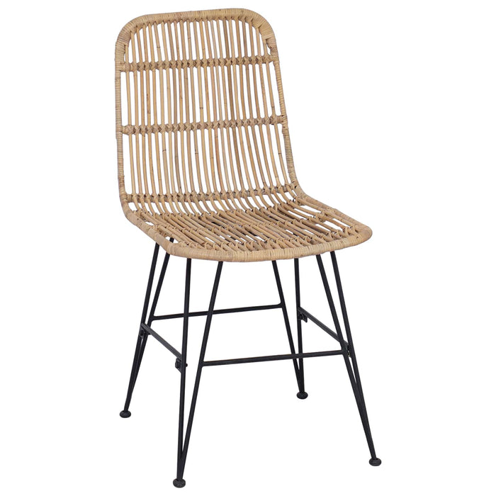 Scaun de dining 2 pcs natural 41 x 55 x 85 cm Rattan și oțel - WALTI WALTI