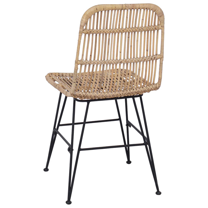 Scaun de dining 2 pcs natural 41 x 55 x 85 cm Rattan și oțel - WALTI WALTI