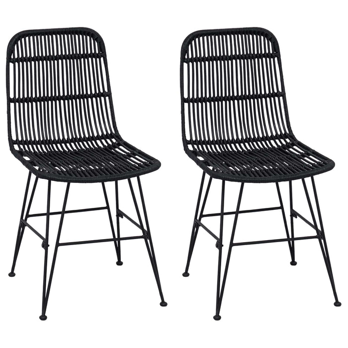 Scaun de dining 2 pcs Negru 41 x 55 x 85 cm Rattan și oțel - WALTI WALTI