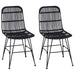 Scaun de dining 2 pcs Negru 41 x 55 x 85 cm Rattan și oțel - WALTI WALTI
