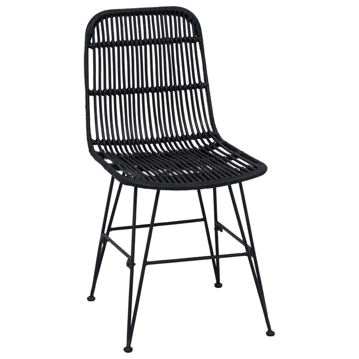 Scaun de dining 2 pcs Negru 41 x 55 x 85 cm Rattan și oțel - WALTI WALTI