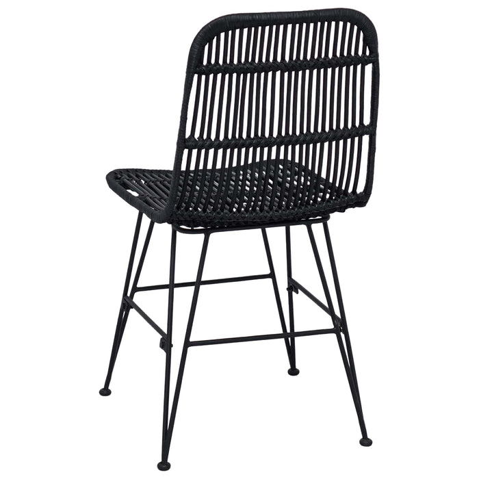 Scaun de dining 2 pcs Negru 41 x 55 x 85 cm Rattan și oțel - WALTI WALTI