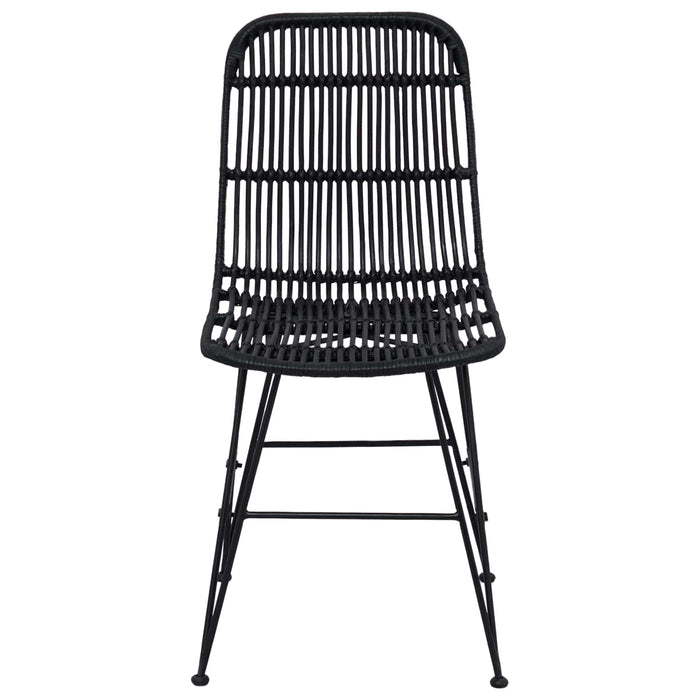 Scaun de dining 2 pcs Negru 41 x 55 x 85 cm Rattan și oțel - WALTI WALTI