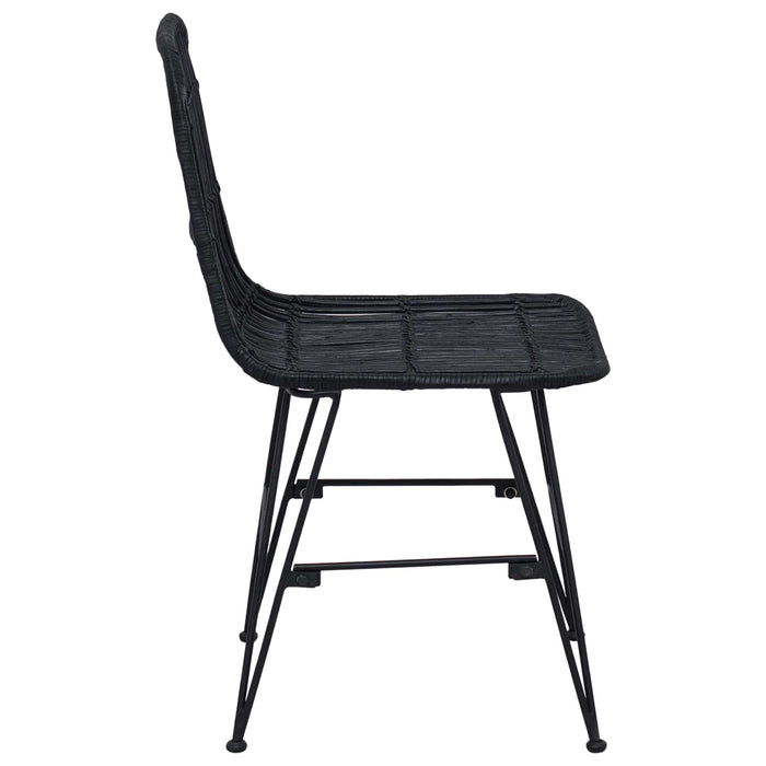 Scaun de dining 2 pcs Negru 41 x 55 x 85 cm Rattan și oțel - WALTI WALTI