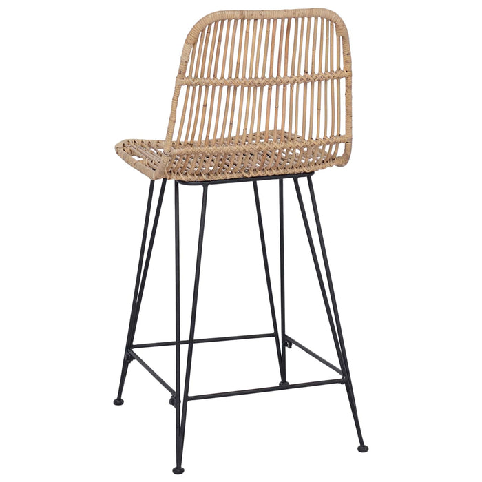 Scaun de bar 2 pcs natural 44 x 54 x 96 cm Rattan și oțel - WALTI WALTI