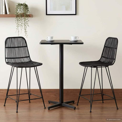 Scaun de bar 2 pcs Negru 44 x 54 x 96 cm Rattan și oțel - WALTI WALTI