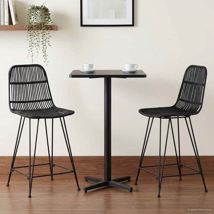 Scaun de bar 2 pcs Negru 44 x 54 x 96 cm Rattan și oțel - WALTI WALTI