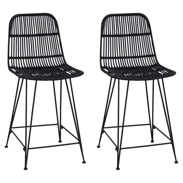 Scaun de bar 2 pcs Negru 44 x 54 x 96 cm Rattan și oțel - WALTI WALTI