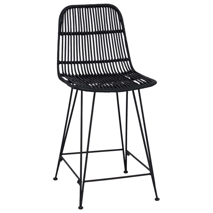 Scaun de bar 2 pcs Negru 44 x 54 x 96 cm Rattan și oțel - WALTI WALTI