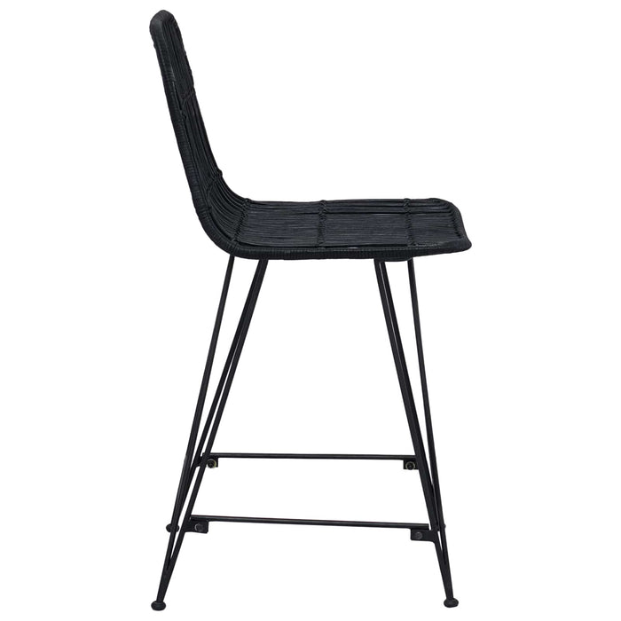 Scaun de bar 2 pcs Negru 44 x 54 x 96 cm Rattan și oțel - WALTI WALTI