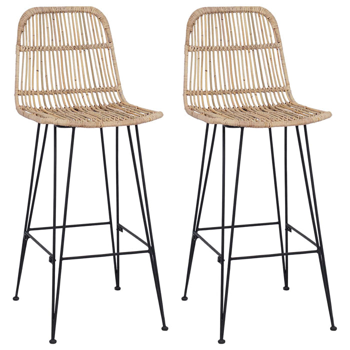 Scaun de bar 2 pcs natural 44 x 55 x 109 cm Rattan și oțel - WALTI WALTI